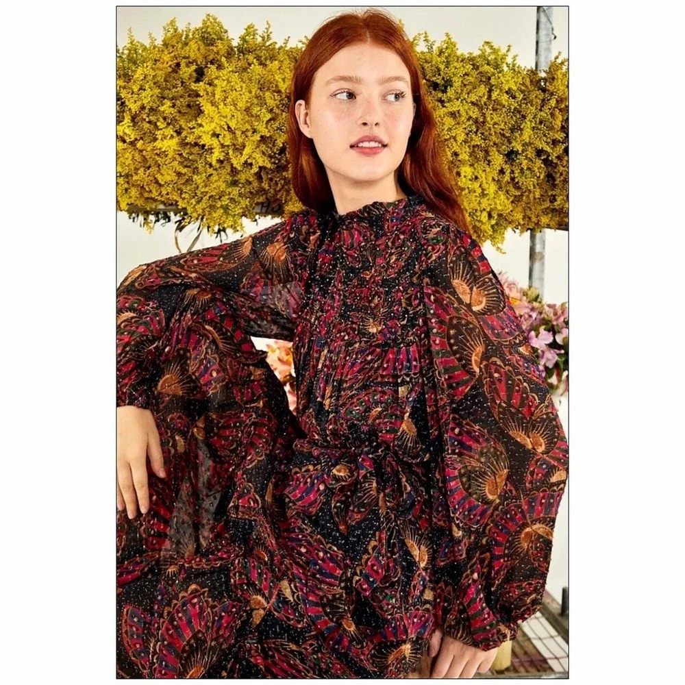 Farm Rio Butterfly Sky Midi Dress‎ - Size Small - NWT